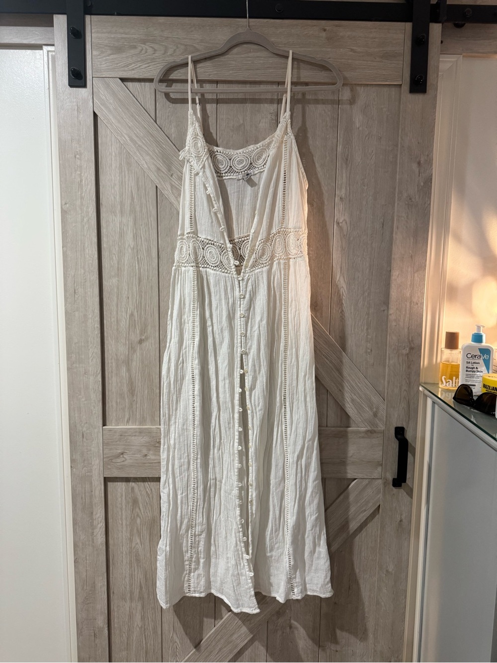 Muse White Crochet-Trim Maxi Dress